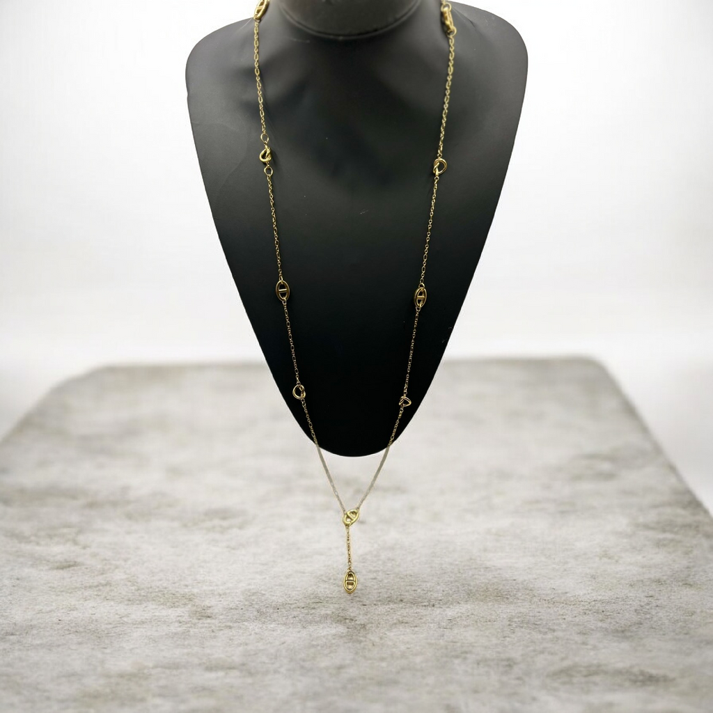 Sautoir coeur grain de café chaine fine