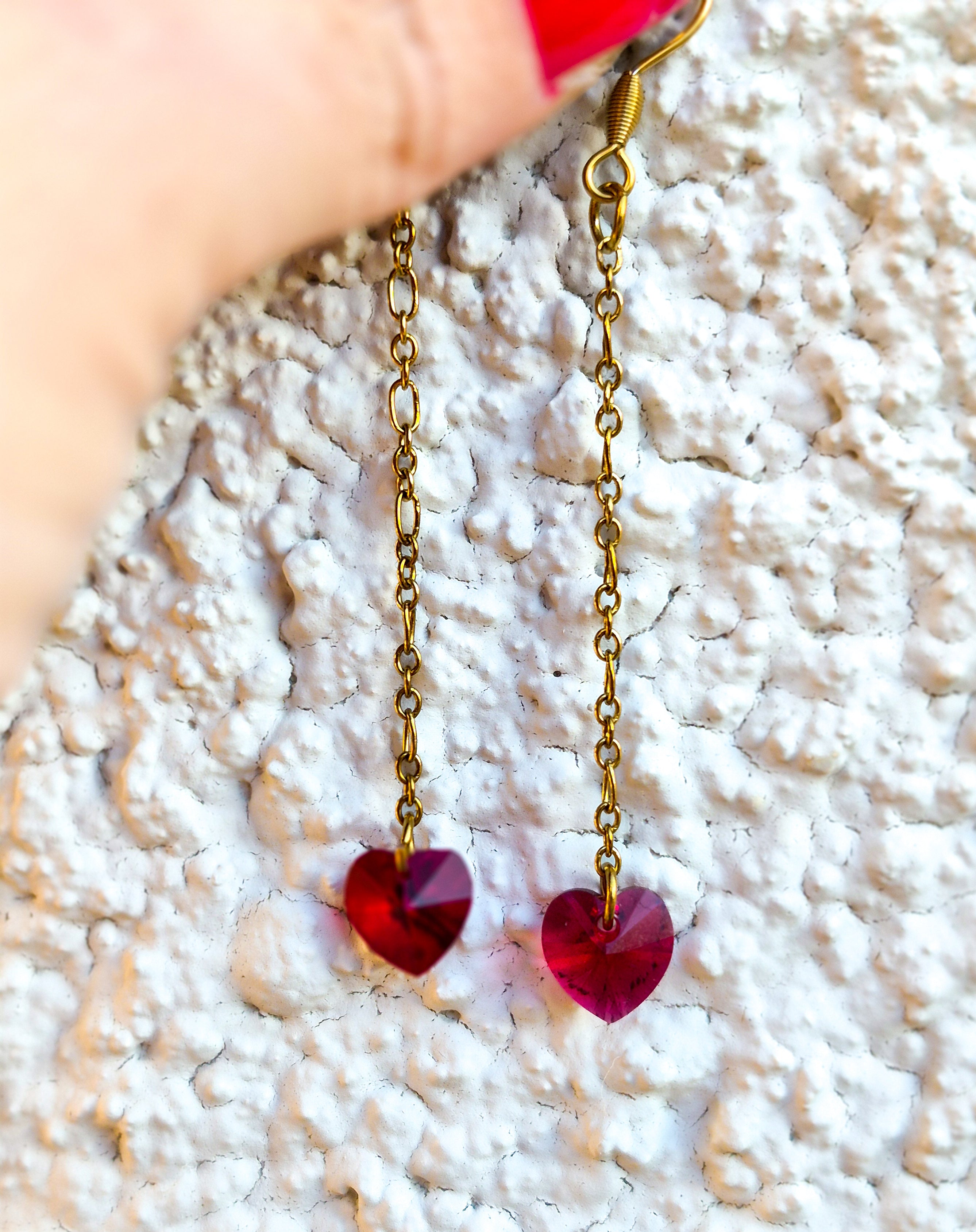 Boucles d'oreilles éclat swaroski rouge