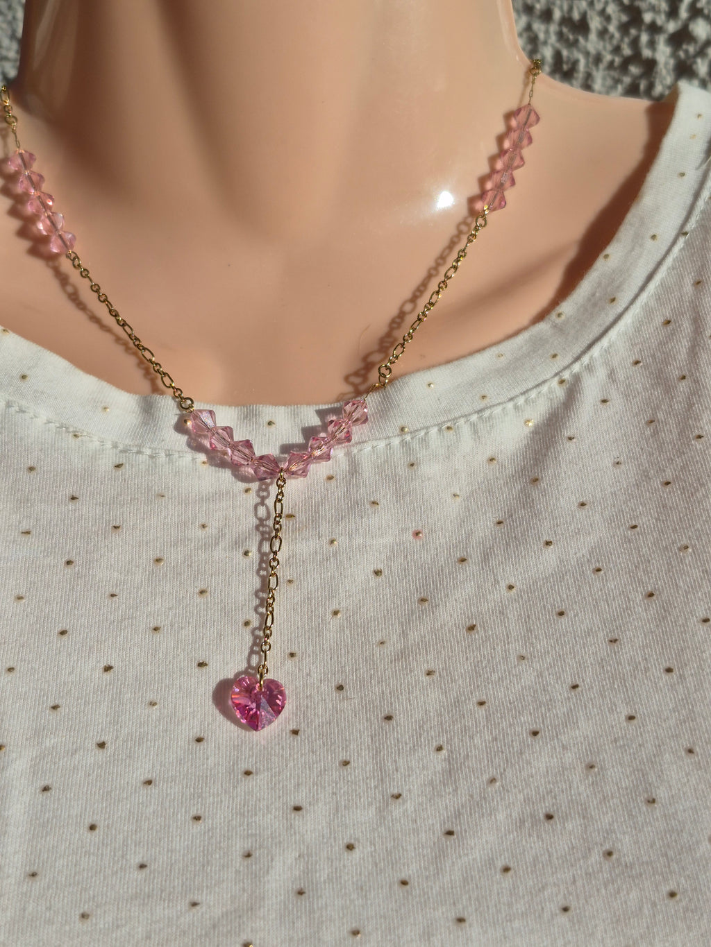 Collier éclat swaroski rose