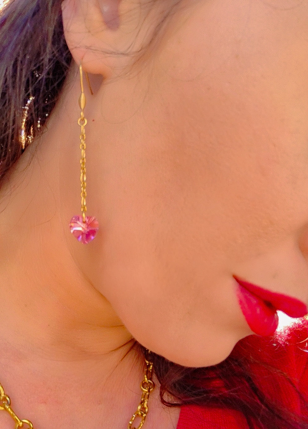 Boucles d'oreilles éclat swaroski rose