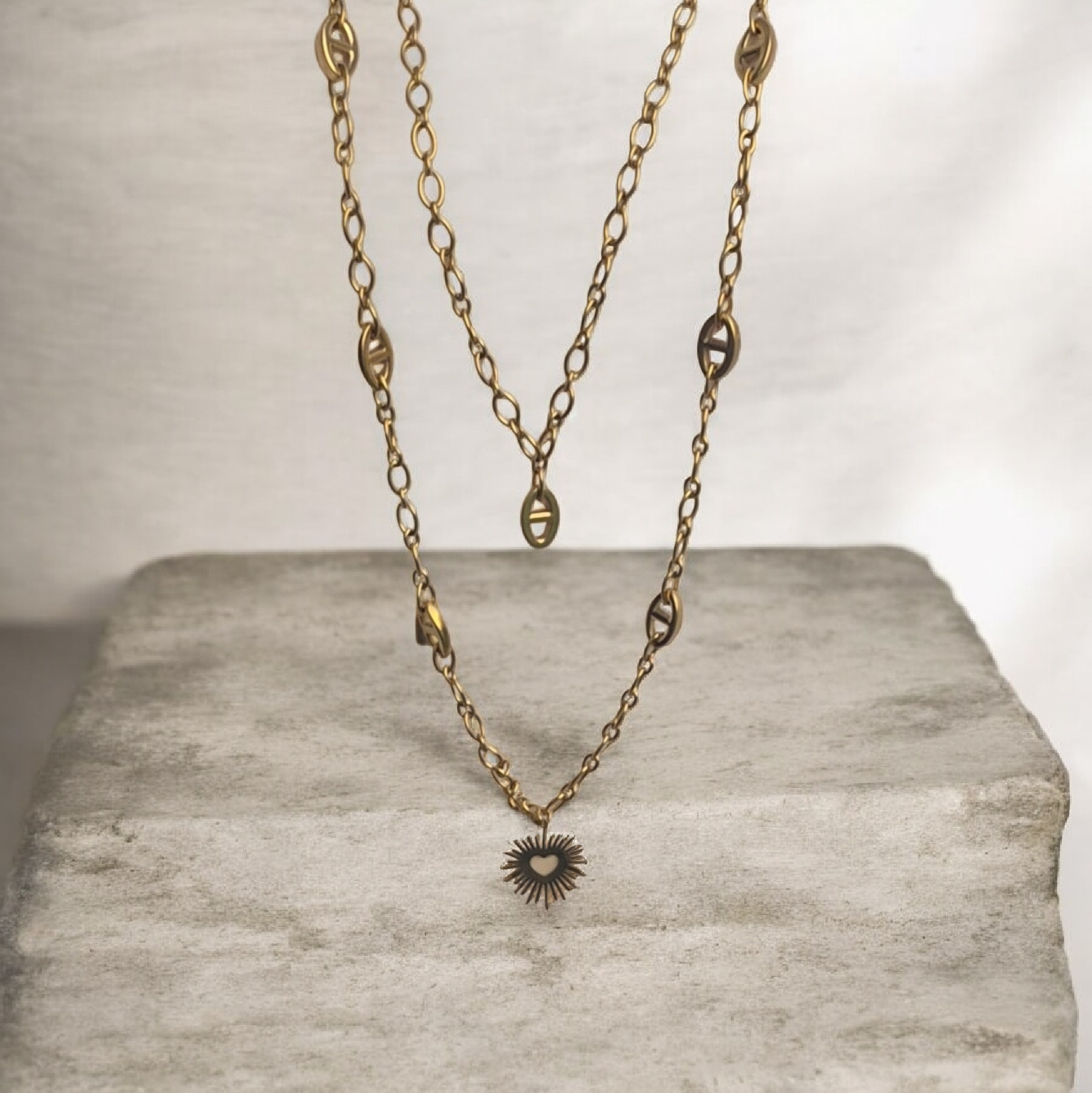 🌼 Collier sautoire Long 'coeur grain de café